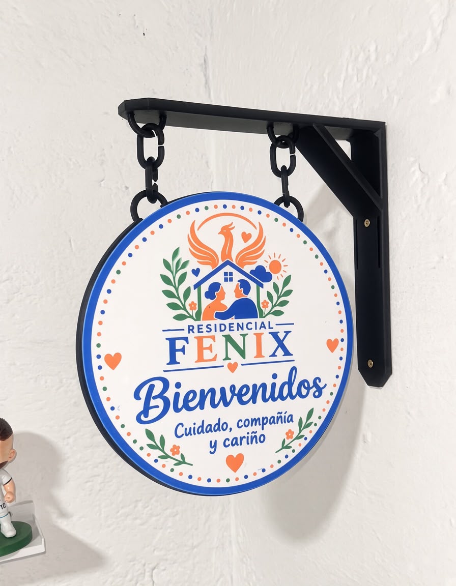 Cartel redondo de bienvenida para residencia